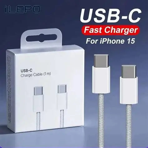 iPhone 15 Pro Max USB-C Fast Charger – 20W PD Wall Adapter with USB-C Charging Cable